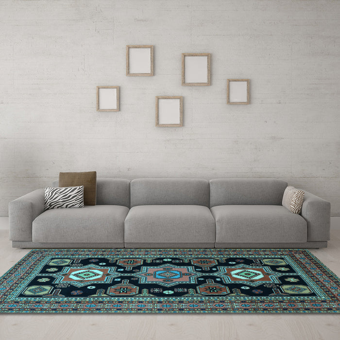 Machine Washable Persian Light Blue Traditional Rug in a Living Room, wshtr1683lblu