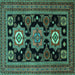 Square Persian Turquoise Traditional Rug, tr1683turq