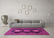 Machine Washable Persian Pink Traditional Rug in a Living Room, wshtr1683pnk