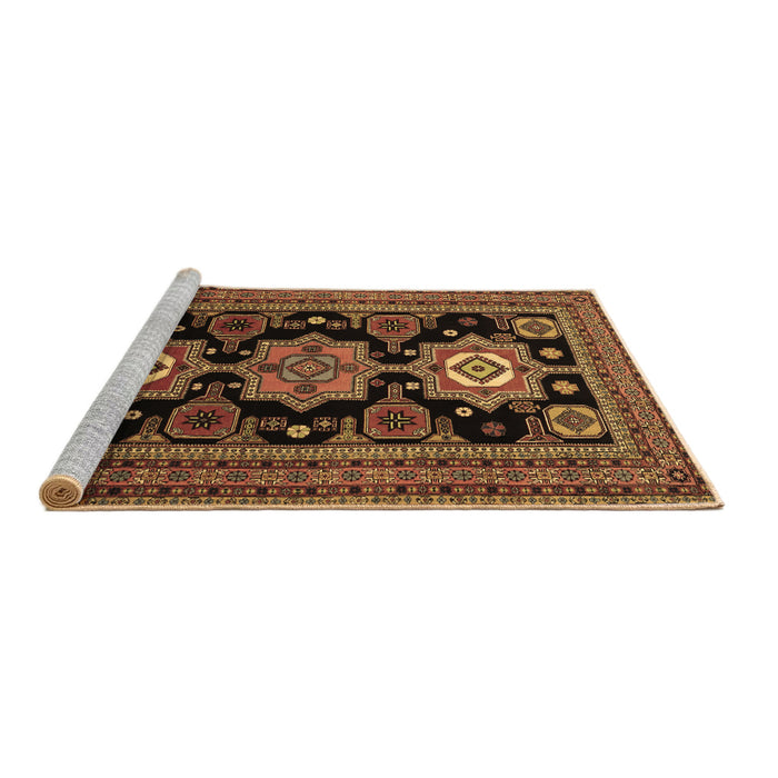 Sideview of Machine Washable Persian Brown Traditional Rug, wshtr1683brn