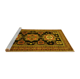 Sideview of Machine Washable Persian Yellow Traditional Rug, wshtr1683yw