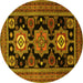 Round Machine Washable Persian Yellow Traditional Rug, wshtr1683yw