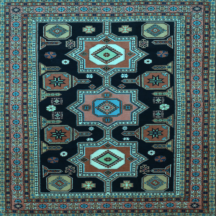 Square Machine Washable Persian Light Blue Traditional Rug, wshtr1683lblu