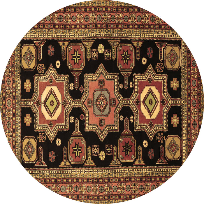 Round Persian Brown Traditional Rug, tr1683brn