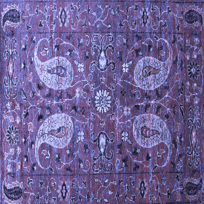 Square Machine Washable Persian Blue Traditional Rug, wshtr1684blu