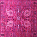 Square Machine Washable Persian Pink Traditional Rug, wshtr1684pnk