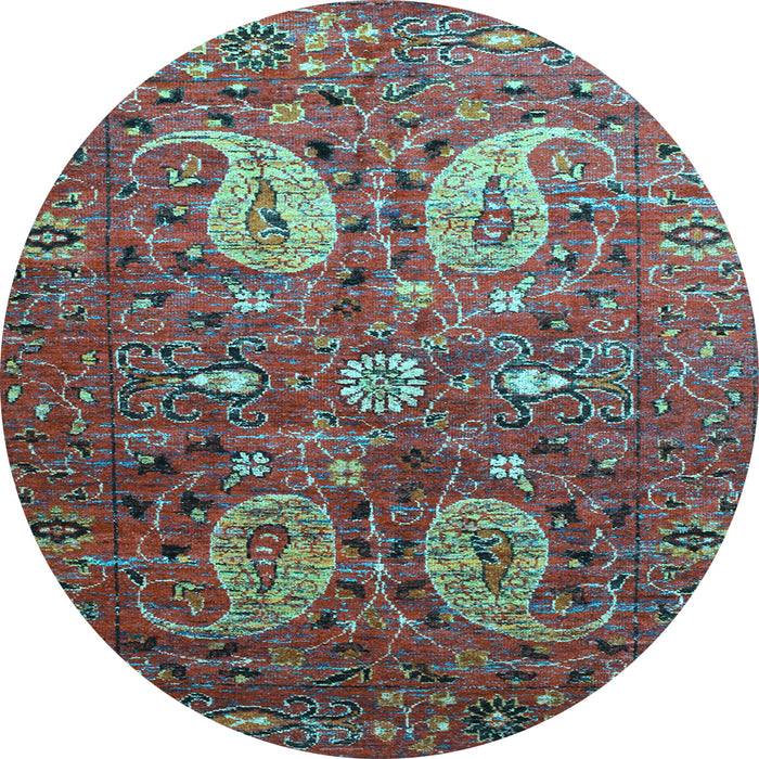 Round Persian Light Blue Traditional Rug, tr1684lblu