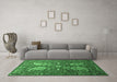 Machine Washable Persian Emerald Green Traditional Area Rugs in a Living Room,, wshtr1684emgrn