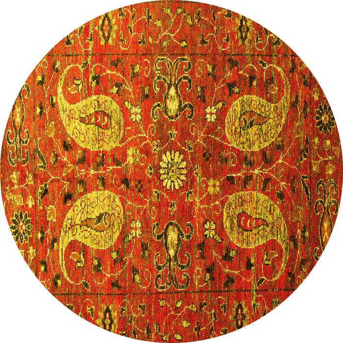 Round Persian Yellow Traditional Rug, tr1684yw