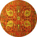 Round Persian Yellow Traditional Rug, tr1684yw