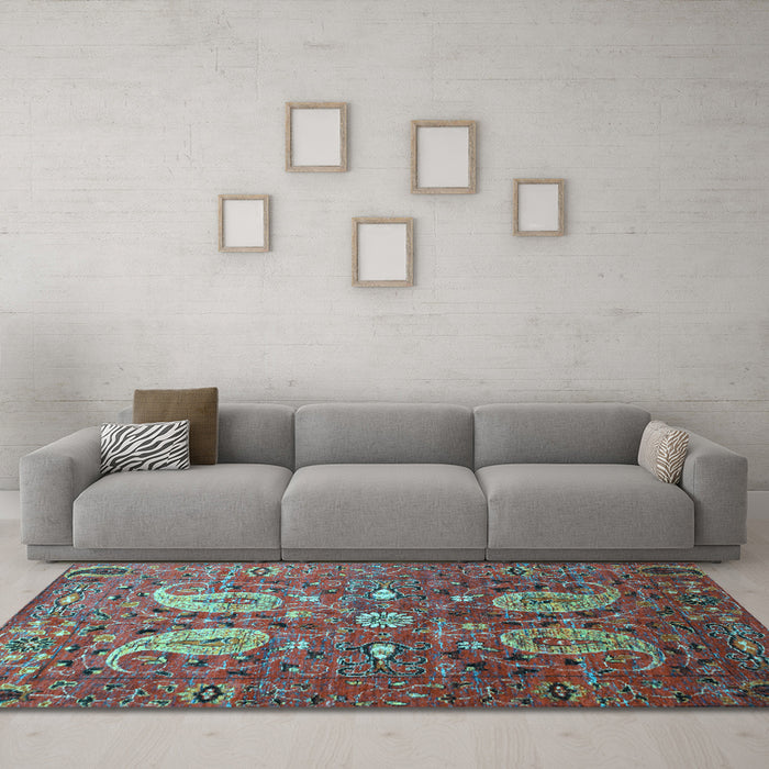 Machine Washable Persian Light Blue Traditional Rug in a Living Room, wshtr1684lblu