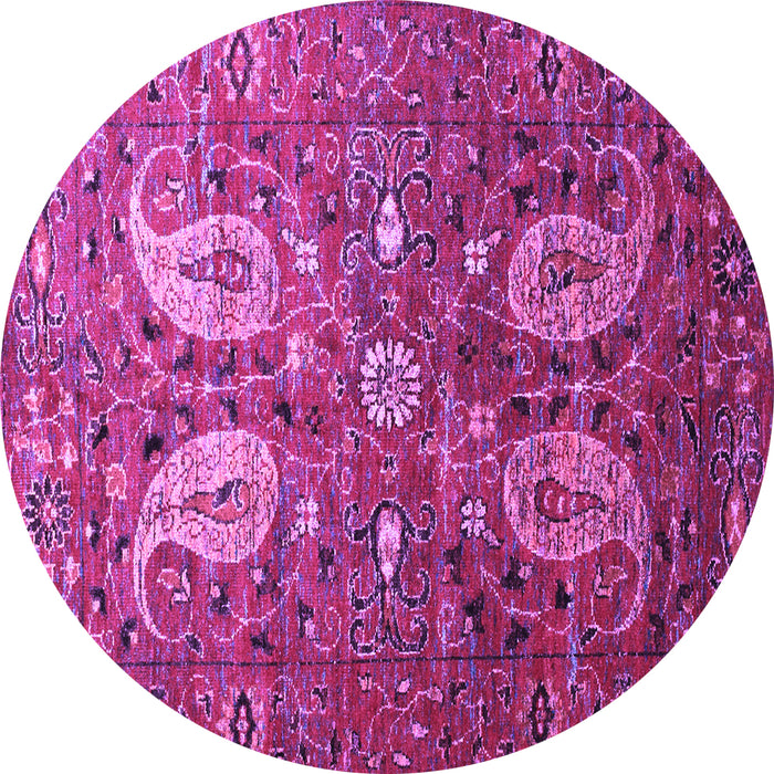 Round Persian Purple Traditional Rug, tr1684pur