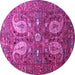 Round Persian Purple Traditional Rug, tr1684pur