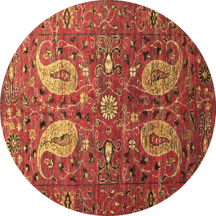 Round Persian Brown Traditional Rug, tr1684brn