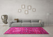 Machine Washable Persian Pink Traditional Rug in a Living Room, wshtr1684pnk