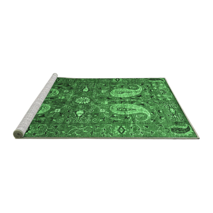 Sideview of Machine Washable Persian Emerald Green Traditional Area Rugs, wshtr1684emgrn