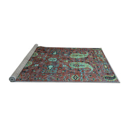 Sideview of Machine Washable Persian Light Blue Traditional Rug, wshtr1684lblu