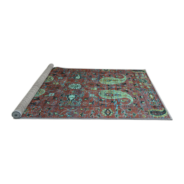Sideview of Machine Washable Persian Light Blue Traditional Rug, wshtr1684lblu