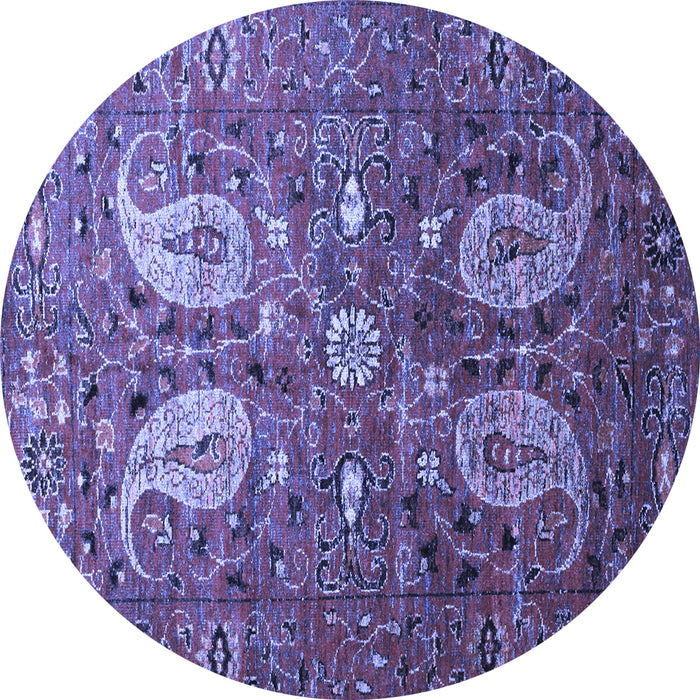 Round Persian Blue Traditional Rug, tr1684blu