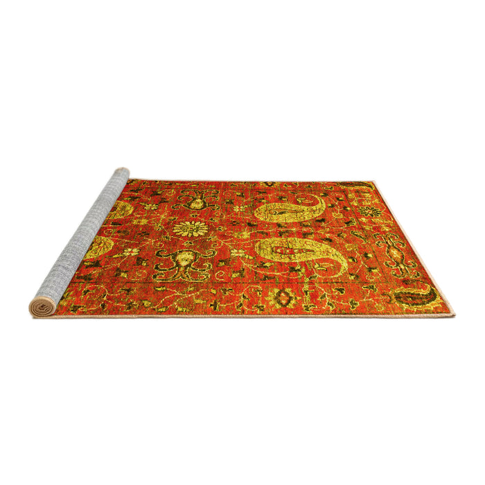 Sideview of Machine Washable Persian Yellow Traditional Rug, wshtr1684yw