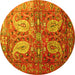 Round Persian Yellow Traditional Rug, tr1685yw