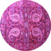 Round Machine Washable Persian Purple Traditional Area Rugs, wshtr1685pur