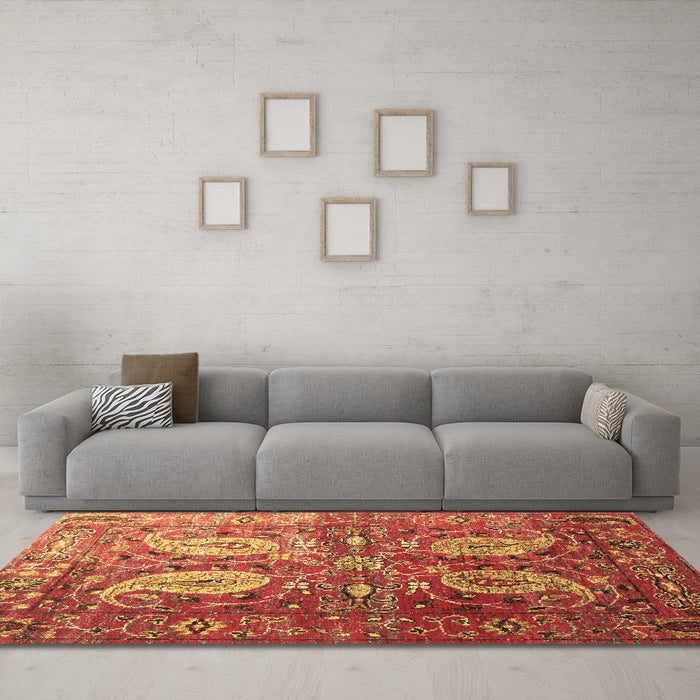 Machine Washable Persian Brown Traditional Rug in a Living Room,, wshtr1685brn