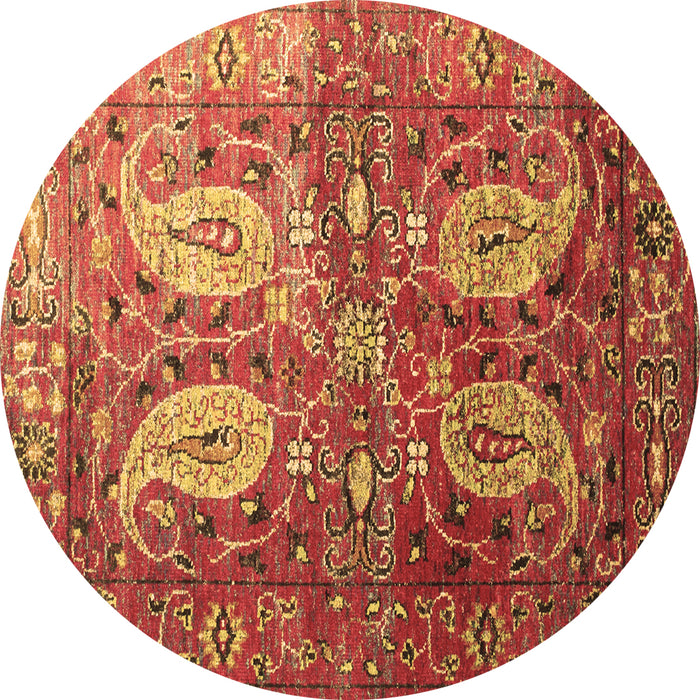Round Persian Brown Traditional Rug, tr1685brn