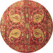 Round Persian Brown Traditional Rug, tr1685brn