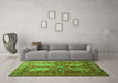 Machine Washable Persian Green Traditional Area Rugs in a Living Room,, wshtr1685grn