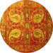 Round Machine Washable Persian Yellow Traditional Rug, wshtr1685yw