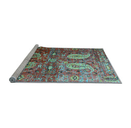 Sideview of Machine Washable Persian Light Blue Traditional Rug, wshtr1685lblu