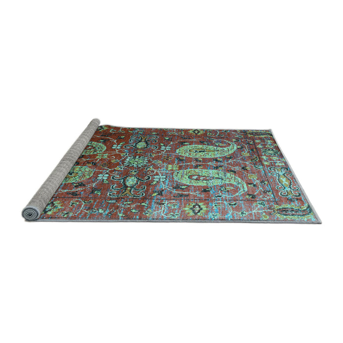 Sideview of Machine Washable Persian Light Blue Traditional Rug, wshtr1685lblu