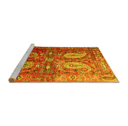 Sideview of Machine Washable Persian Yellow Traditional Rug, wshtr1685yw