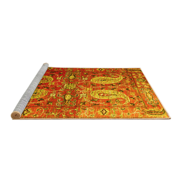 Sideview of Machine Washable Persian Yellow Traditional Rug, wshtr1685yw