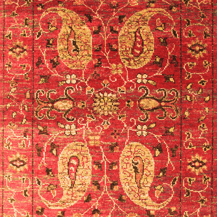 Serging Thickness of Machine Washable Persian Orange Traditional Area Rugs, wshtr1685org