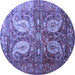 Round Machine Washable Persian Blue Traditional Rug, wshtr1685blu