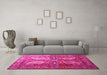 Machine Washable Persian Pink Traditional Rug in a Living Room, wshtr1685pnk