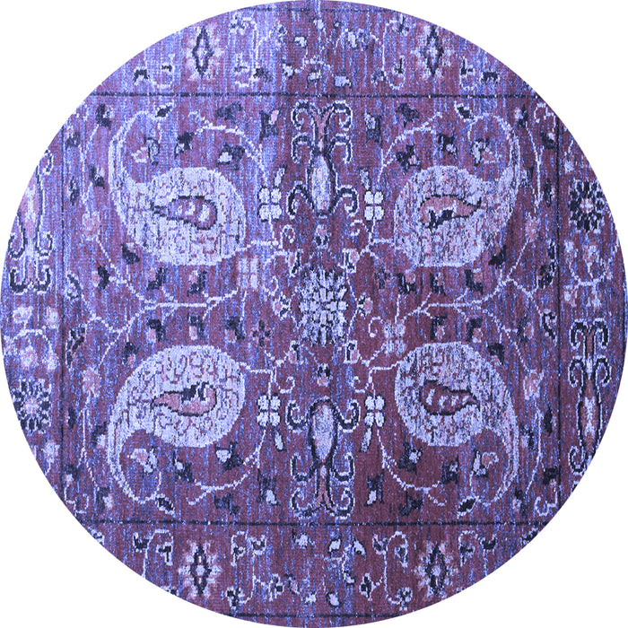 Round Persian Blue Traditional Rug, tr1685blu