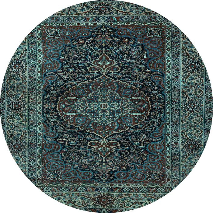 Round Persian Light Blue Traditional Rug, tr1686lblu