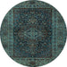 Round Persian Light Blue Traditional Rug, tr1686lblu