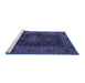 Sideview of Machine Washable Persian Blue Traditional Rug, wshtr1686blu