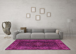 Machine Washable Persian Pink Traditional Rug in a Living Room, wshtr1686pnk