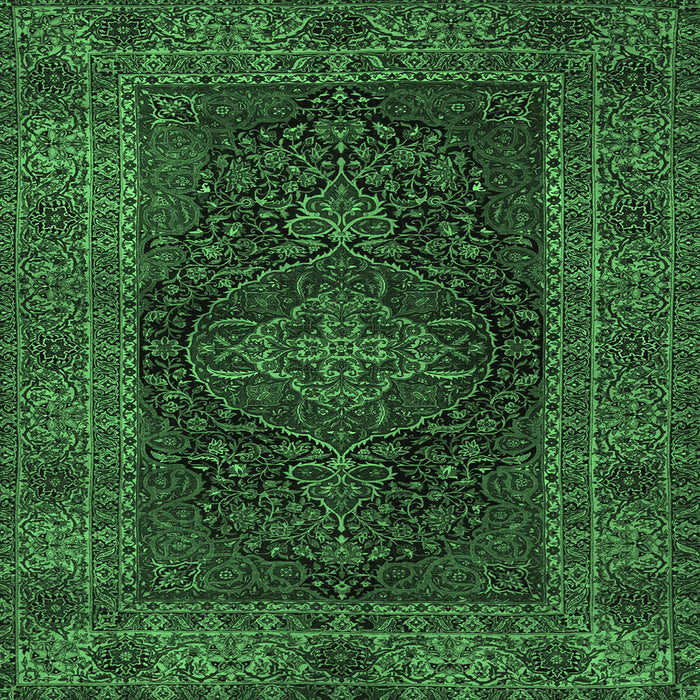 Square Machine Washable Persian Emerald Green Traditional Area Rugs, wshtr1686emgrn