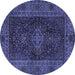 Round Machine Washable Persian Blue Traditional Rug, wshtr1686blu