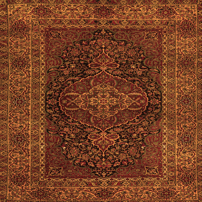 Round Machine Washable Persian Orange Traditional Area Rugs, wshtr1686org