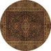 Round Machine Washable Persian Brown Traditional Rug, wshtr1686brn