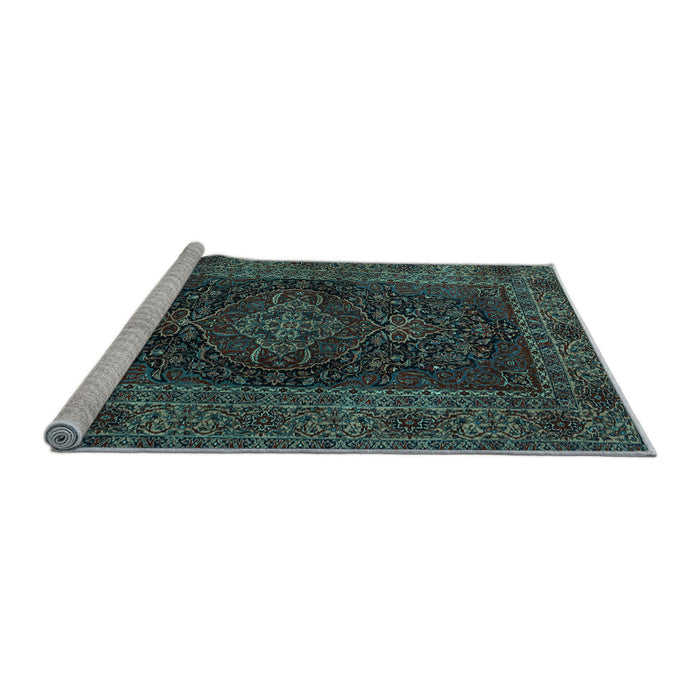 Sideview of Machine Washable Persian Light Blue Traditional Rug, wshtr1686lblu