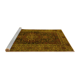 Sideview of Machine Washable Persian Yellow Traditional Rug, wshtr1686yw