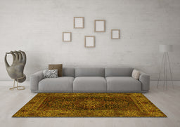 Machine Washable Persian Yellow Traditional Rug in a Living Room, wshtr1686yw